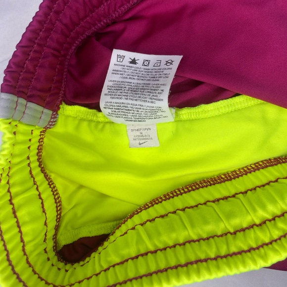 Nike Dri Fit Purple Neon Yellow Athletic Running Shorts - Picture 5 of 5